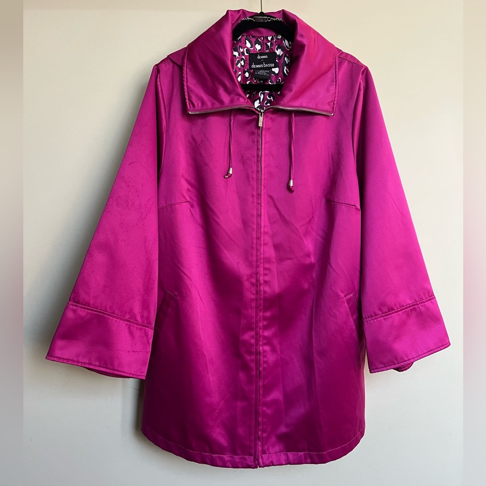 Dennis Basso Magenta Trench Coat